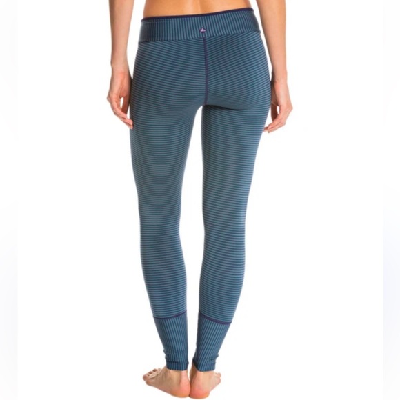 PrAna Like New Sapphire Yoga Leggings in Teal and Navy Stripe Size Small - Picture 2 of 5